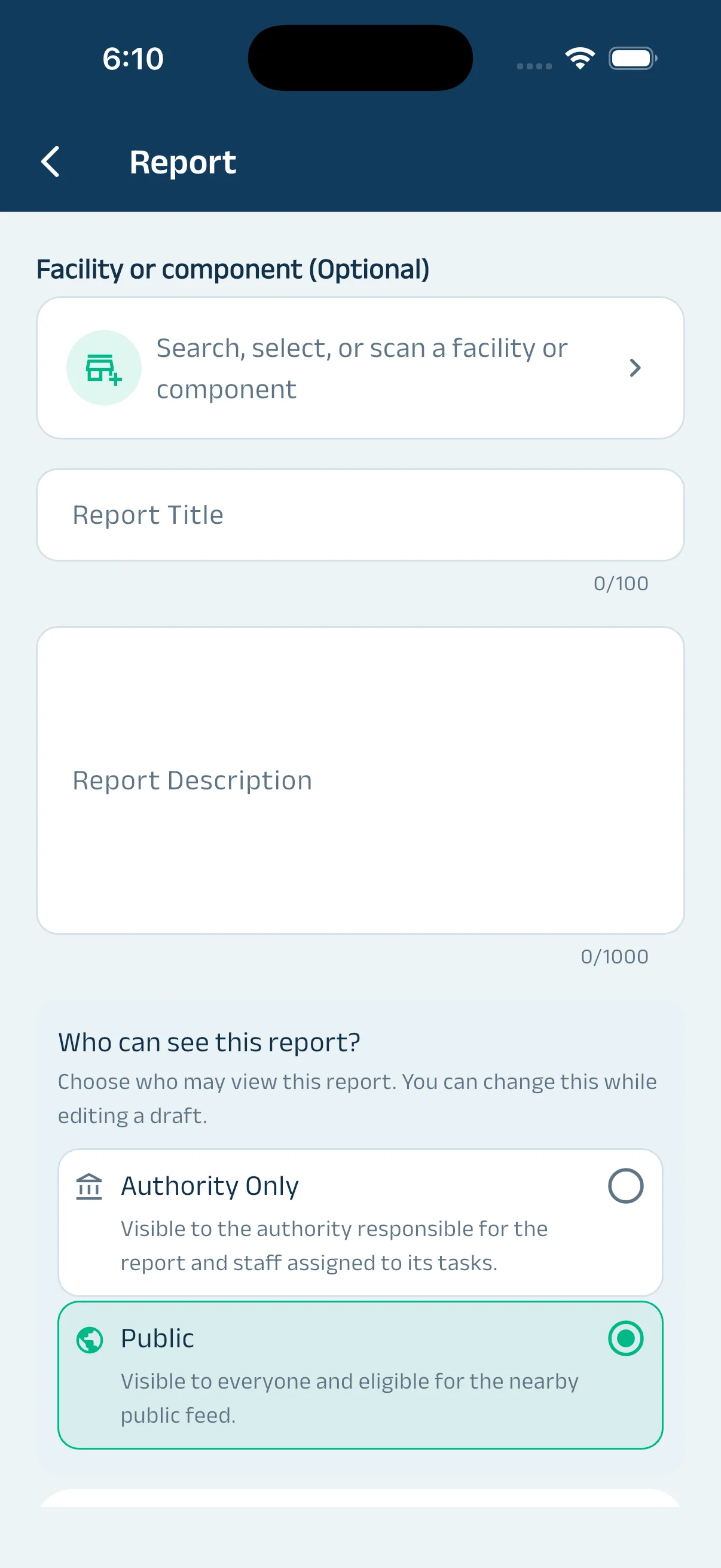 Skyhawk create report screen